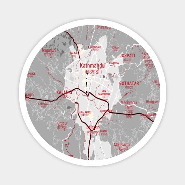 Kathmandu red/grey Magnet by Mapmania